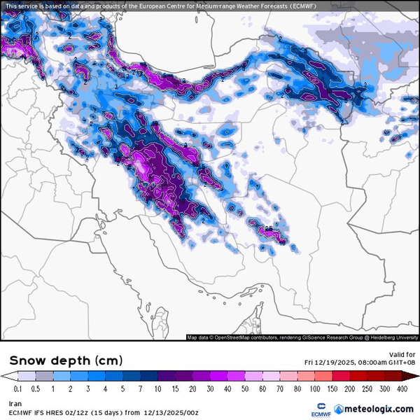 نقشه برف در ایران 6