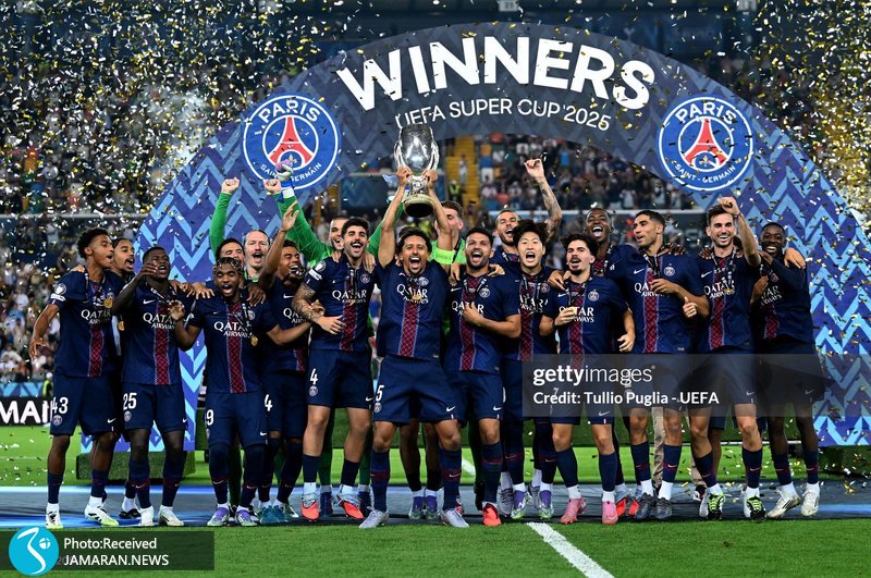 جشن قهرمانی پاری سن ژرمن در سوپرکاپ اروپا