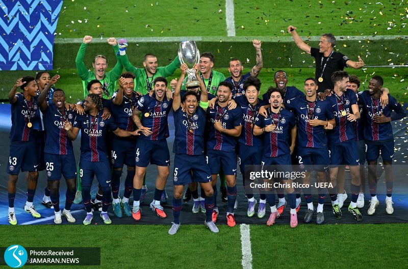 جشن قهرمانی پاری سن ژرمن در سوپرکاپ اروپا