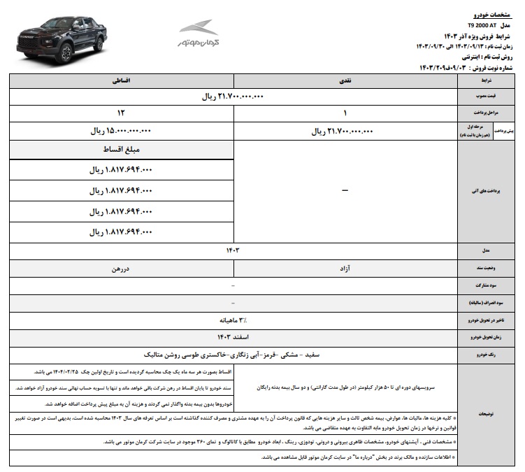 طرح جدید کرمان موتور 3