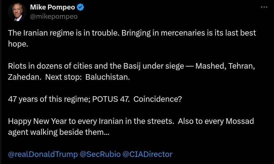 وزیر خارجه سابق آمریکا اعتراف کرد ماموران موساد در ناآرامیهای ایران حضور دارند