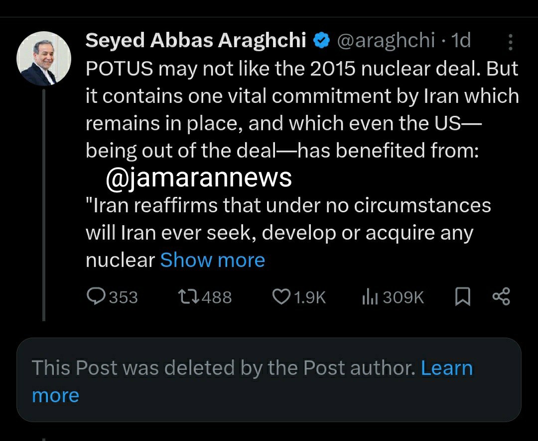 پاسخ نماینده ویژه رئیس جمهور آمریکا به نوشته عراقچی در رد گزینه نظامی علیه ایران  (2)