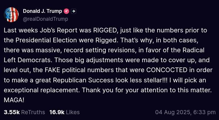 ترامپ آمارهای رسمی را قبول ندارد