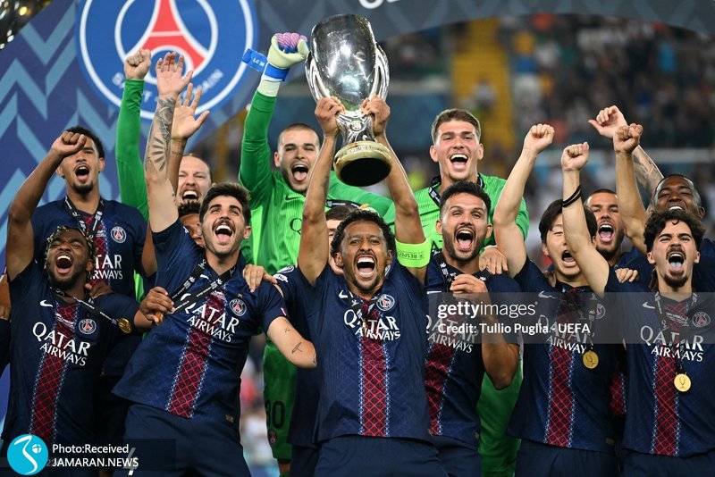 جشن قهرمانی پاری سن ژرمن در سوپرکاپ اروپا