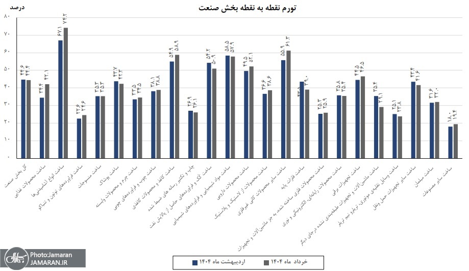 تورم نقطه به نقطه بخش صنعت
