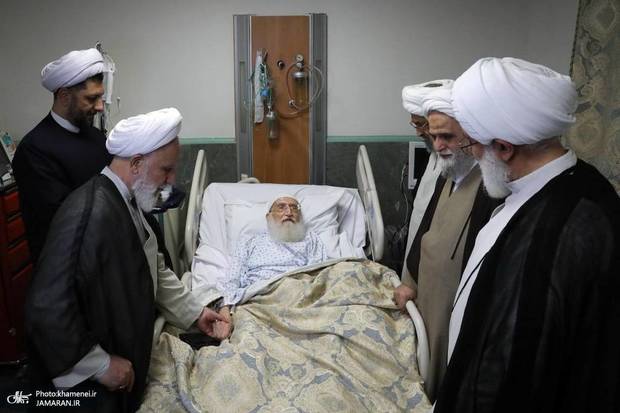 عیادت نمایندگان رهبرمعظم انقلاب از آیت‌الله العظمی نوری همدانی + عکس