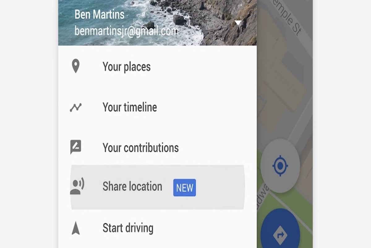 نحوه به اشتراک‌گذاری موقعیت لحظه‌ای در گوگل مپس