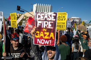 راهپیمایی مردم لس آنجلس در حمایت از آتش بس در غزه