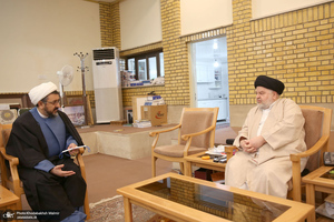 دیدار سرپرست موسسه تنظیم و نشر آثار امام خمینی(ره) با نماینده آیت الله العظمی سیستانی در قم / شهرستانی