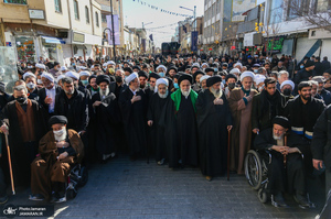 دسته عزاداران فاطمی به دعوت آیت الله العظمی صافی گلپایگانی