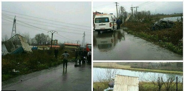 امدادرسانی آتش نشانان کلانشهر رشت به  حادثه تصادف در جاده تهران