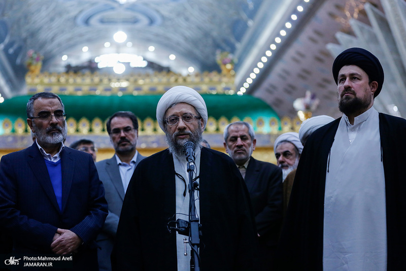 تجدید میثاق رئیس قوه قضائیه و مسئولان عالی قضایی با آرمان‌های امام خمینی(س)