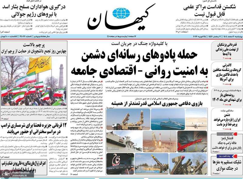 گزیده روزنامه های 6 اسفند 1404