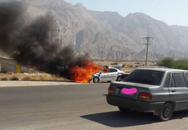 خودرو پلیس درتنگستان آتش گرفت