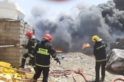 آتش‌سوزی بزرگ در انبار ضایعات اهواز + عکس و فیلم