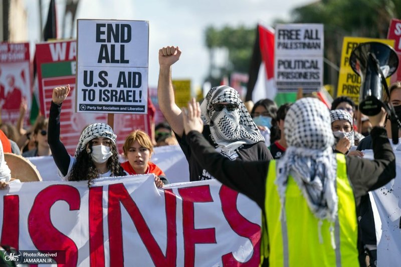 راهپیمایی مردم لس آنجلس در حمایت از آتش بس در غزه