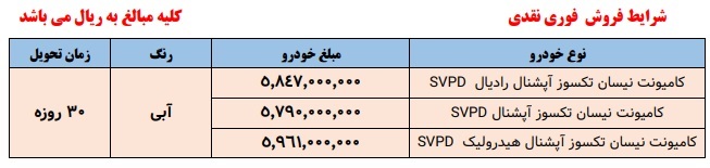 آغاز طرح فروش نقدی وانت نیسان (خرداد 1403)