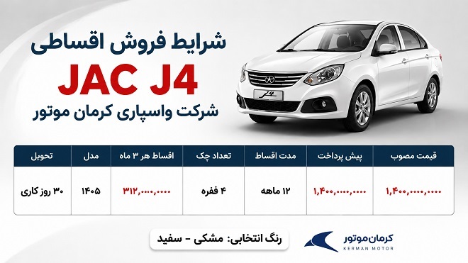 فروش اقساطی JAC J4 کرمان موتور