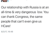 هشدار توئیتری ترامپ درباره سطح روابط روسیه و آمریکا