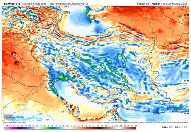 هوا خنک می شود، از فردا (یکشنبه 19 مرداد 1404) + نقشه