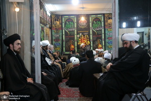 عزاداری شهادت حضرت فاطمه(س) در بیت آیت الله دوستی زنجانی با حضور سید حسن خمینی