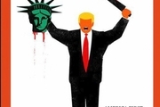 عکس/ ترامپ در حال بریدن سر مجسمه آزادی 