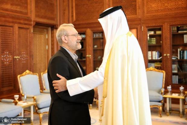دیدار و گفت و گوی علی لاریجانی با امیر قطر + تصاویر