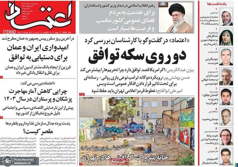 گزيده روزنامه های 8 خرداد 1404