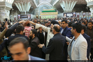 اقامه نماز مغرب و عشا توسط سید حسن خمینی در اولین پنجشنبه سال 1396