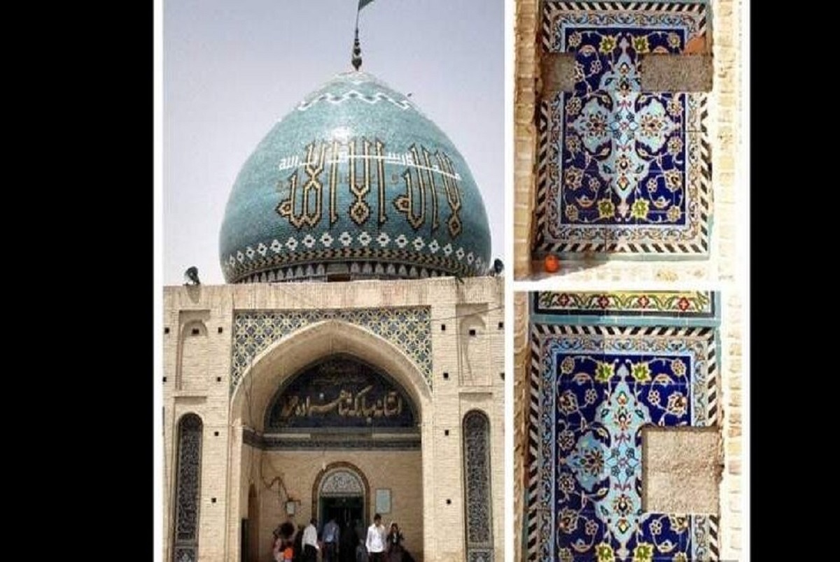 کاشی‌های یک بنای تاریخی در ورامین گم شدند! + عکس