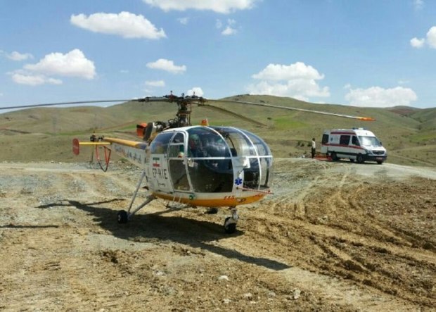 مصدوم بدحال با بالگرد اورژانس کردستان به بیمارستان منتقل شد