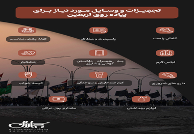 اینفوگرافیک | تجهیزات و وسایل مورد نیاز برای پیاده‌‎روی اربعین