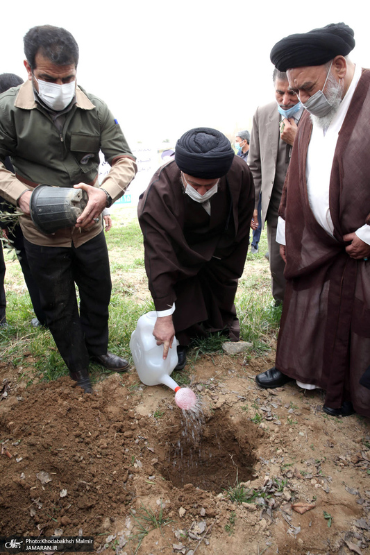 کاشت درخت به مناسبت هفته درختکاری توسط سید حسن خمینی
