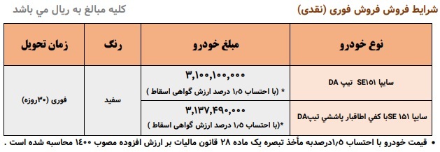 بخشنامه فروش فوری ویژه وانت پراید 151