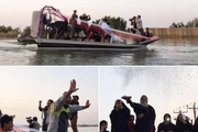 زوج جوان دشت آزادگانی ازدواجشان را در قایق جشن گرفتند