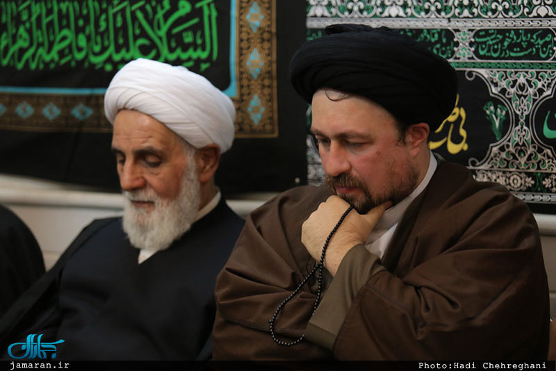 حضور سید حسن خمینی در منزل مرحوم حاج شيخ محمد حسن قرهى(ره)