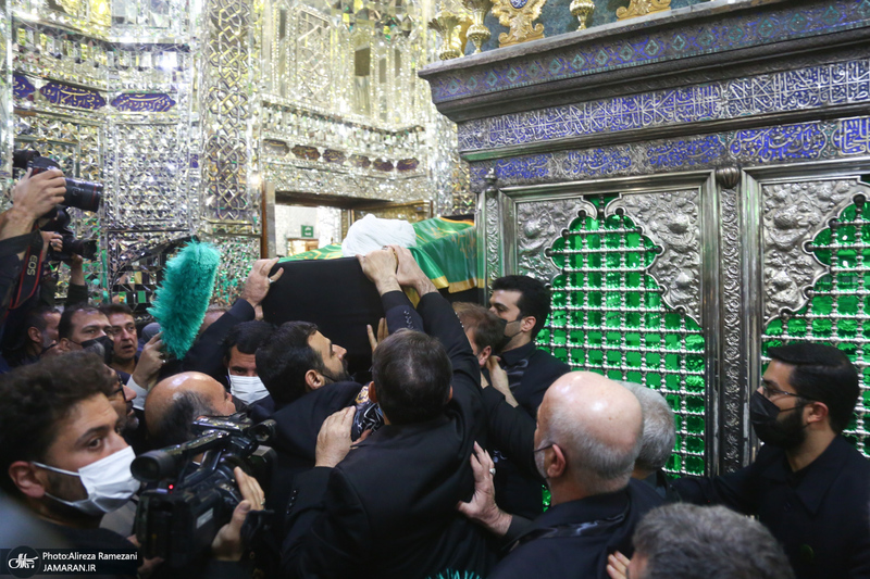 مراسم تشییع و خاکسپاری پیکر آیت الله ری شهری (ره) در حرم حضرت عبدالعظیم حسنی (ع)