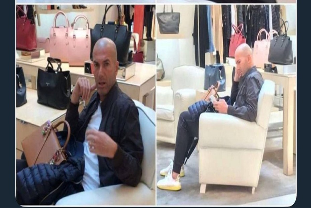 زیدان در حین خرید برای همسرش+ عکس