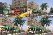 سقوط درخت بر روی اتوبوس بی آر تی در خیابان ولیعصر+ عکس