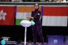 عکس| مسابقه اولین ژیمناست زن ایران بعد از انقلاب در بازی های آسیایی