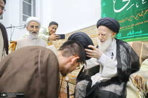 مراسم جشن عید غدیر و عمامه‌گذاری طلاب در بیت مراجع  تقلید و علما