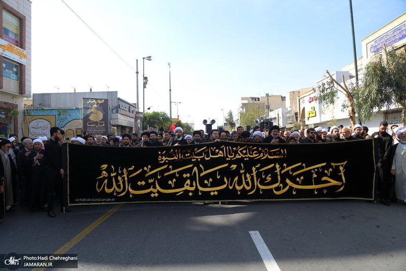 دسته عزاداری شهادت امام عسکری(ع) با حضور آیت العظمی وحید خراسانی