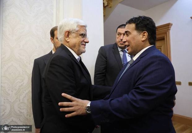 دیدار معاون اول رئیس‌جمهور ایران با رئیس شورای ریاستی لیبی/ عارف: جمهوری اسلامی ایران مخالف هرگونه دخالت خارجی در امور داخلی لیبی است/ المنفی: ایران می‌تواند نقشی مهمی در حفظ و ارتقای ثبات در لیبی داشته باشد/ ایران حق دارد در تولید انرژی خودکفا باشد