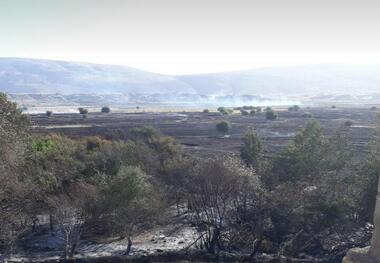 آتش در زمین های کشاورزی یک  روستای ایذه مهار شد