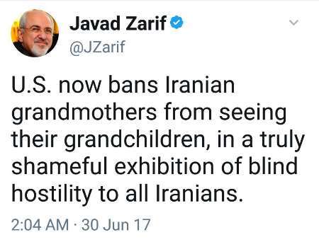 ظریف: آمریکا مادربزرگ های ایرانی را از دیدن نوه هایشان محروم کرده است
