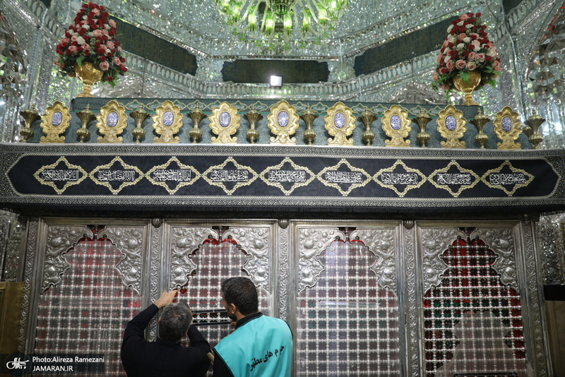 غباروبی ضریح مطهر حضرت عبدالعظیم حسنی (ع) و امام زاده حمزه (ع)