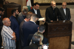 نشست خبری علی لاریجانی در بیروت