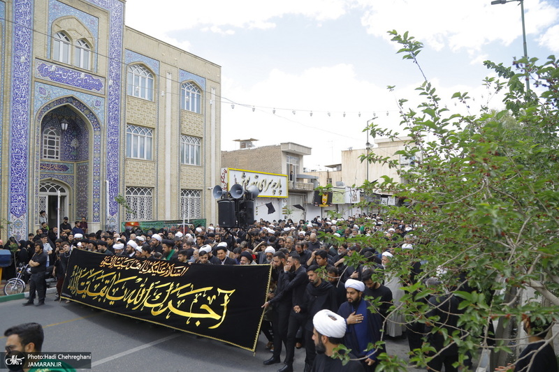 دسته عزاداری روز شهادت امام جعفر صادق (ع) با حضور آیت الله العظمی وحید خراسانی