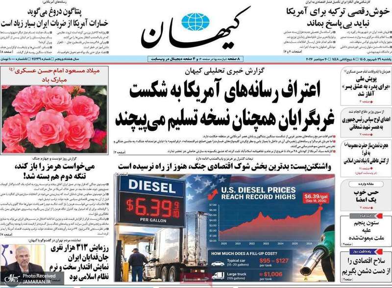 گزیده روزنامه های 29 شهریور 1405