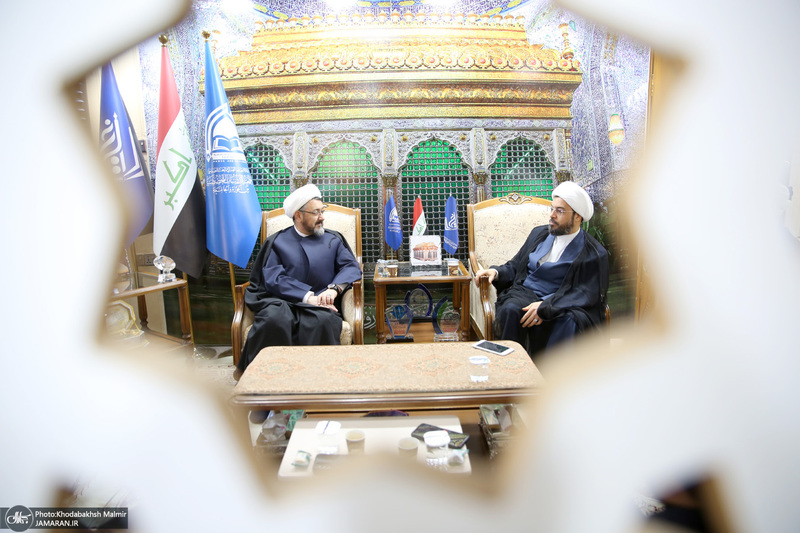 دیدار علی کمساری با شیخ الهاشمی رئیس موسسه الغری در نجف